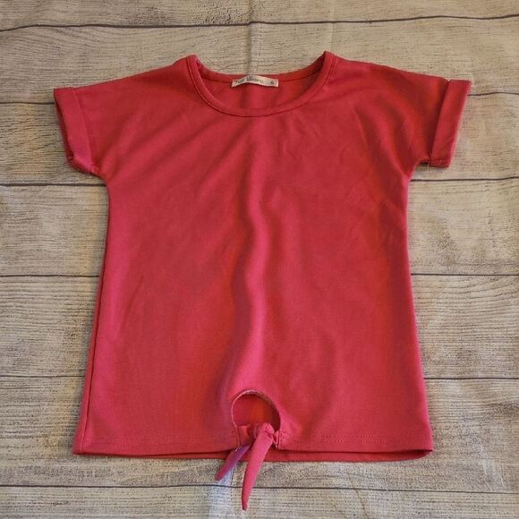 Kids Pink T-Shirt with Tie Detail - Picture 1 of 5
